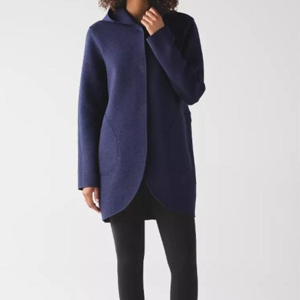 Lululemon City Bound Wrap Cardigan Coat Jacket Women's Est.M/L Blue Hooded